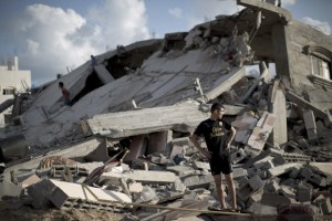 A Man Observes the Destruction in Gaza City
